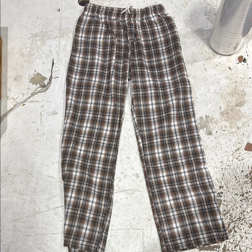 Brandy Melville Brown and White Plaid Joggers